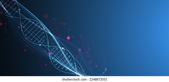 Resumen del fondo del ADN con efecto plexus. Concepto científico y tecnológico.