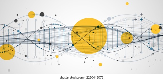 Abstract DNA background with plexus effect. Scientific and technological concept.