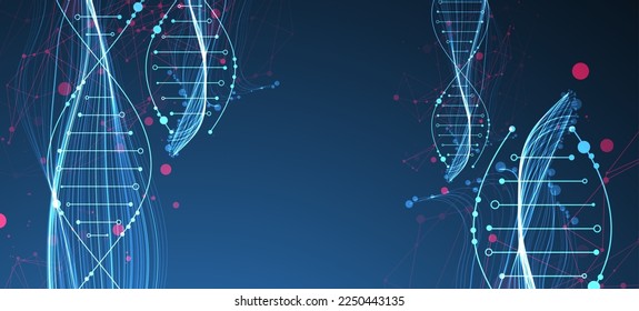 Resumen del fondo del ADN con efecto plexus. Concepto científico y tecnológico.