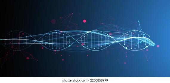 Resumen del fondo del ADN con efecto plexus. Concepto científico y tecnológico.