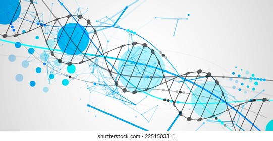 Resumen del fondo del ADN con efecto plexus. Concepto científico y tecnológico.