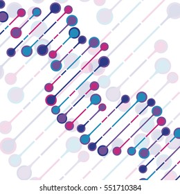 Abstract DNA background. Vector illustration. Beautiful structure of the spiral molecule