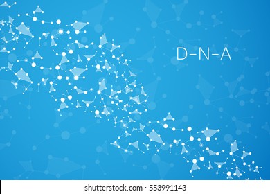 Abstract DNA background. Vector illustration. Beautiful structure of the spiral molecule. Science concept