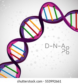 Abstract DNA background. Vector illustration. Beautiful structure of the spiral molecule