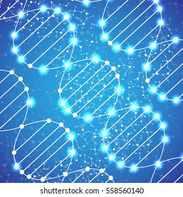 Abstract DNA background. Vector illustration. Beautiful structure of the spiral molecule
