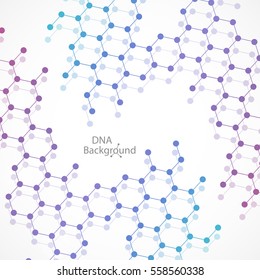 Abstract DNA background. Vector illustration. Beautiful structure of the spiral molecule