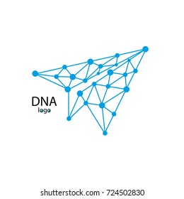 Abstract DNA background. Vector illustration. Beautiful structure of the spiral molecule. Airplane from molecular mesh