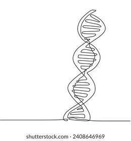 Abstract DNA Continuous line drawing. Hand-Drawn Vector Concept for Healthcare and Genetics.