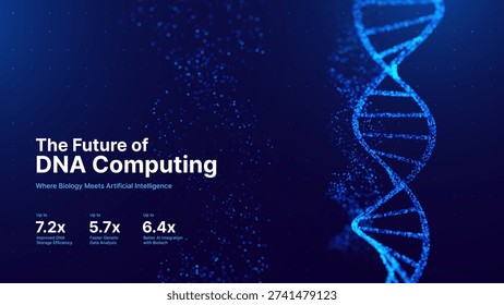Abstract DNA Double Helix Dynamic Scientific Presentation Background. DNA Structure Modern Science or Healthcare Backdrop. Genetic Research Vector Template
