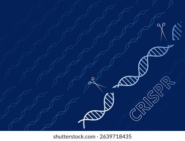 Abstract DNA modified technique CRISPR on blue background. technology background concept. Vector illustration.