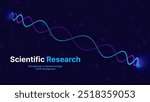 Abstract DNA Molecule Colorful Neon Lights Helix Spiral Wave Background. Medical Science Concept, Genetic Biotechnology, Chemistry Biology, DNA Gene. Science Education Event BG. Vector Illustration.