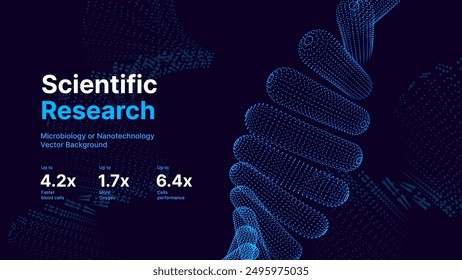 Abstract DNA Molecule Helix Spiral Wave Blue Background. Medical Science Concept, Genetic Biotechnology, Chemistry Biology, DNA Gene. Vector Illustration.