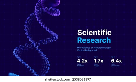 Resumo DNA Molécula Helix Espiral Onda Azul Fundo. Medical Science Concept, Biotecnologia Genética, Química Biologia, DNA Gene. Ilustração de vetor.