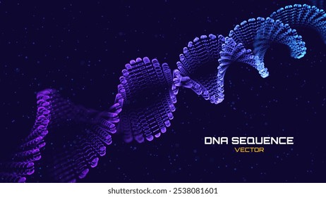 Resumo DNA Molécula Helix Espiral Onda Azul Fundo. Medical Science Concept, Biotecnologia Genética, Química Biologia, DNA Gene. Ilustração de vetor.