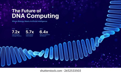 Abstract DNA Molecule Helix Spiral Wave Blue Background. Medical Science Concept, Genetic Biotechnology, Chemistry Biology, DNA Strand Gene. Vector Illustration.