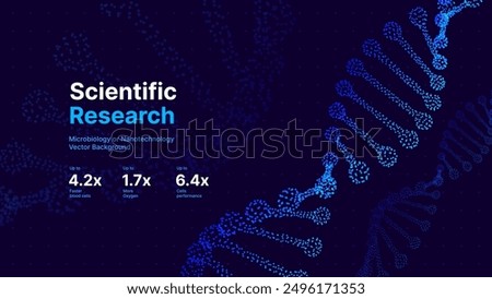 Abstract DNA Molecule Helix Spiral Wave Blue Background. Medical Science Concept, Genetic Biotechnology, Chemistry Biology, DNA Gene. Vector Illustration.