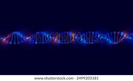 Abstract DNA Molecule Helix Spiral Wave Blue Background. Medical Science Concept, Genetic Biotechnology, Chemistry Biology, DNA Gene. Vector Illustration.