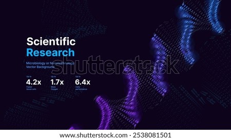 Abstract DNA Molecule Helix Spiral Wave Blue Background. Medical Science Concept, Genetic Biotechnology, Chemistry Biology, DNA Gene. Vector Illustration.