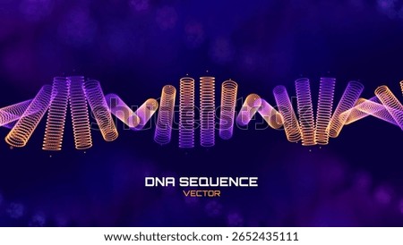 Abstract DNA Molecule Helix Spiral Wave Background. Medical Science Concept BG, Genetic Biotechnology, Chemistry Biology, DNA Strand Gene. Vector Illustration.
