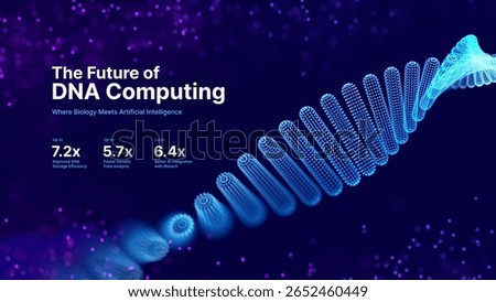 Abstract DNA Molecule Helix Spiral Wave Blue Background. Medical Science Concept, Genetic Biotechnology, Chemistry Biology, DNA Strand Gene. Vector Illustration.