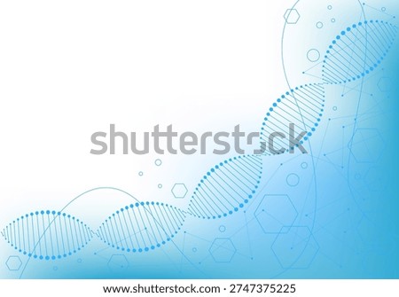 Abstract DNA molecule Scientific and technological background, science and medical concept. DNA molecules. Medicine and science concept illustration background