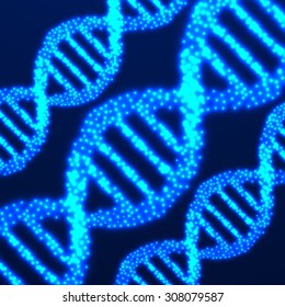 Abstract DNA. Neon molecular structure. Vector illustration. Eps 10 