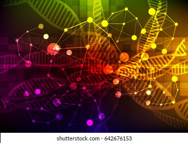 Abstract DNA Science Technology on Colorful Background vector illustration