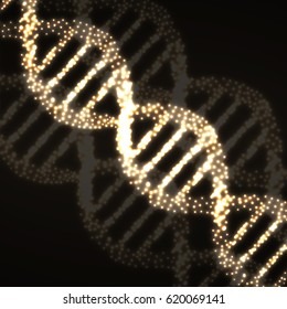 Abstract DNA spiral with glowing particles. Vector illustration. Eps 10
