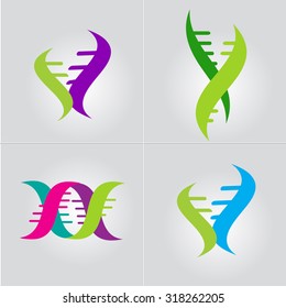 Abstract DNA Spiral Molecule business sign. Modern technology, biotechnology, medical science icon. Business corporate identity element. Vector graphics for infinity of progress concept. Editable.