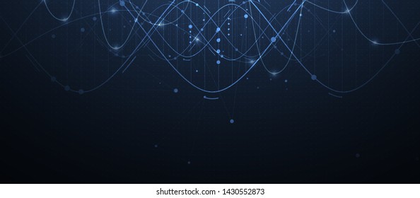 Abstract DNA technology. Science medical concept. Futuristic background.  Wireframe molecules structure