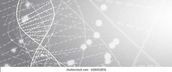 Abstract DNA Technology. Science Medical Concept. Futuristic Background.  Wireframe Molecules Structure