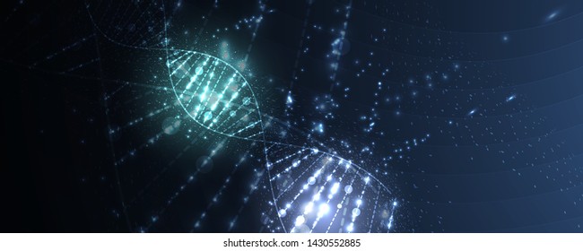 Abstract DNA technology. Science medical concept. Futuristic background.  Wireframe molecules structure