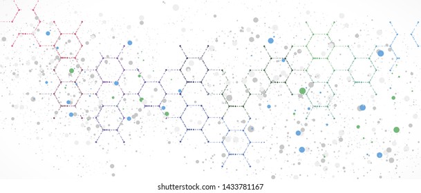 Abstract DNA technology. Science medical concept. Futuristic background.  Wireframe molecules structure