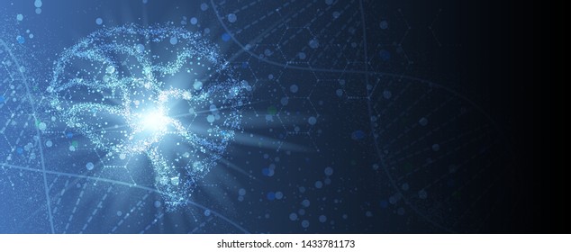 Abstract DNA technology. Science medical concept. Futuristic background.  Wireframe molecules structure