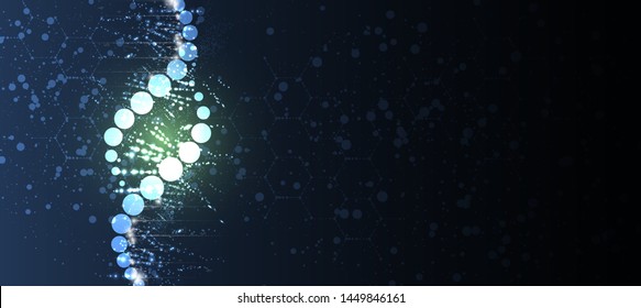 Abstract DNA technology. Science medical concept. Futuristic background.  Wireframe molecules structure