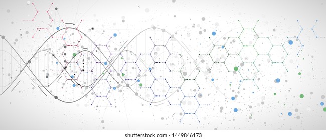 Abstract DNA technology. Science medical concept. Futuristic background.  Wireframe molecules structure