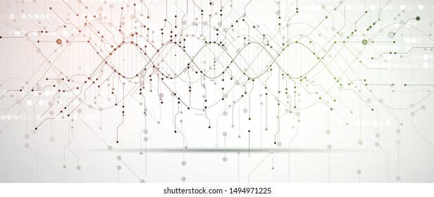 Abstract DNA technology. Science medical concept. Futuristic background.  Wireframe molecules structure