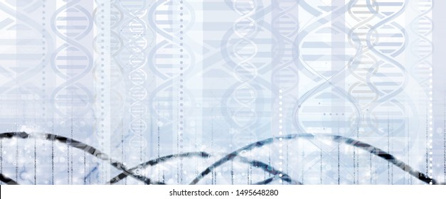 Abstract DNA technology. Science medical concept. Futuristic background.  Wireframe molecules structure