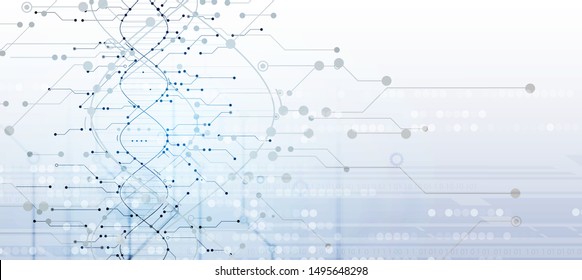 Abstract DNA technology. Science medical concept. Futuristic background.  Wireframe molecules structure