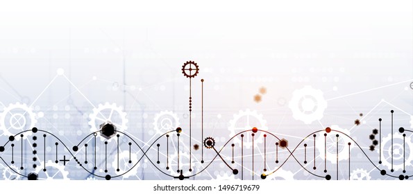 Abstract DNA technology. Science medical concept. Futuristic background.  Wireframe molecules structure