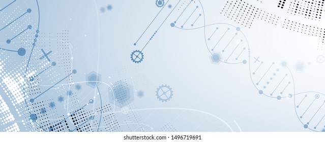 Abstract DNA technology. Science medical concept. Futuristic background.  Wireframe molecules structure