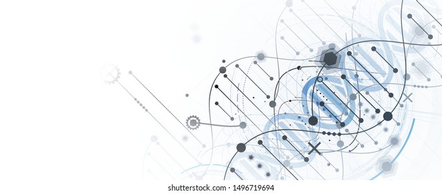 Abstract DNA technology. Science medical concept. Futuristic background.  Wireframe molecules structure