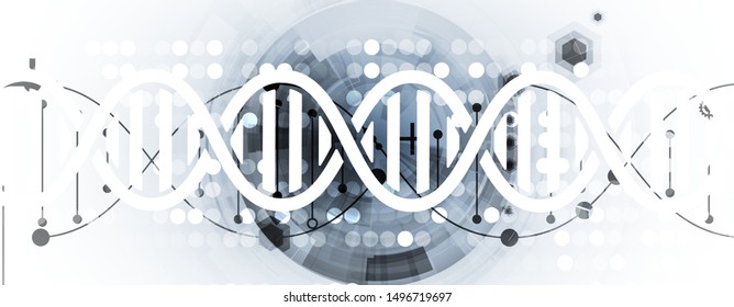 Abstract DNA technology. Science medical concept. Futuristic background.  Wireframe molecules structure