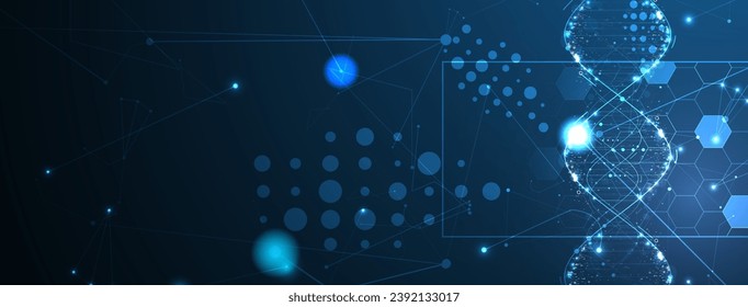 Abstract DNA technology. Science medical concept. Futuristic background.  Wireframe molecules structure. Handmade Vector.