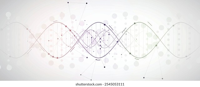 Abstract DNA technology. Science medical concept. Futuristic background.  Wireframe molecules structure