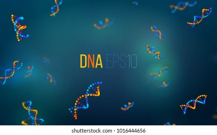 Abstract DNA vector background. Biology science illustration. Biochemistry presentation cover pattern banner