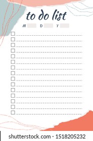 Abstract To Do List template with pieces of torn paper and chalk line. Blank weekly planner with notes in pastel colors. Minimal organizer design. Vector illustration
