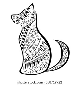 Abstract dog black white pattern illustration vector