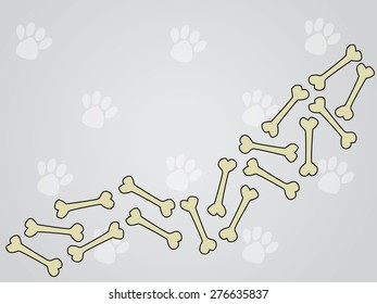 Abstract dog bones background with footprints