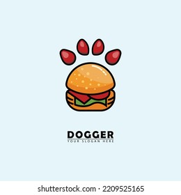 abstract dog burger icon logo. vector buerger dog paws combination. great for pet logo icons, food, children's educational books and more.